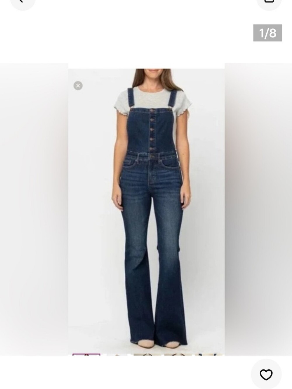Judy Blue Dark Wash Denim Flare Overalls Size L
